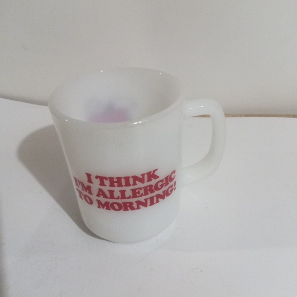 VINTAGE FIRE KING/ ANCHOR HOCKING SNOOPY- " I THINK I'M ALLERGIC TO MORNING" MUG - Picture 3 of 8